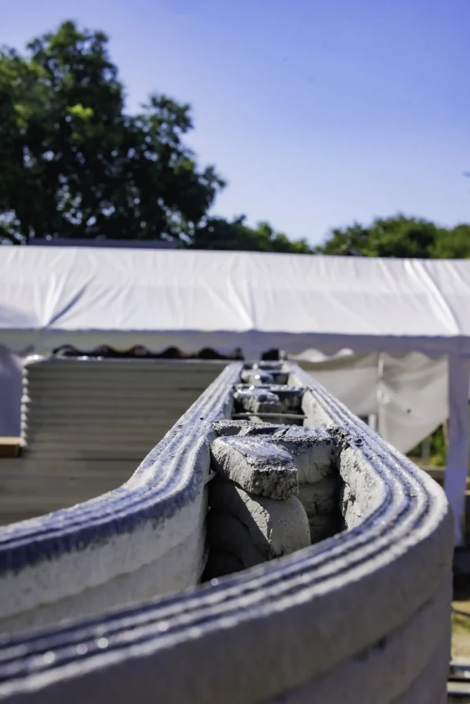 A 3D printer has created the first affordable neighbourhood in California, with bulletproof concrete homes from 4DIFY hitting the market at £280,000.